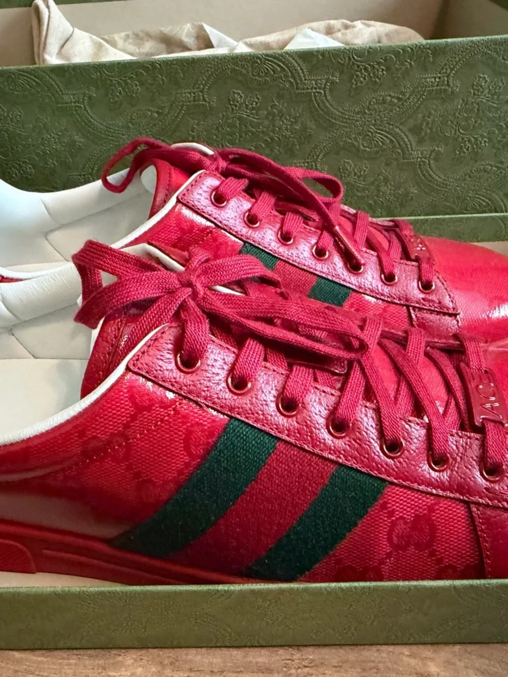 Gucci Ace 'GG Crystal Canvas Red - Picture 2 of 7